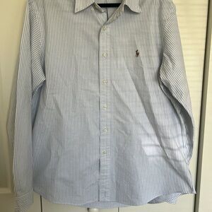 Ralph Lauren Men's Light Blue Striped Button Down Shirt size xl 100% cotton